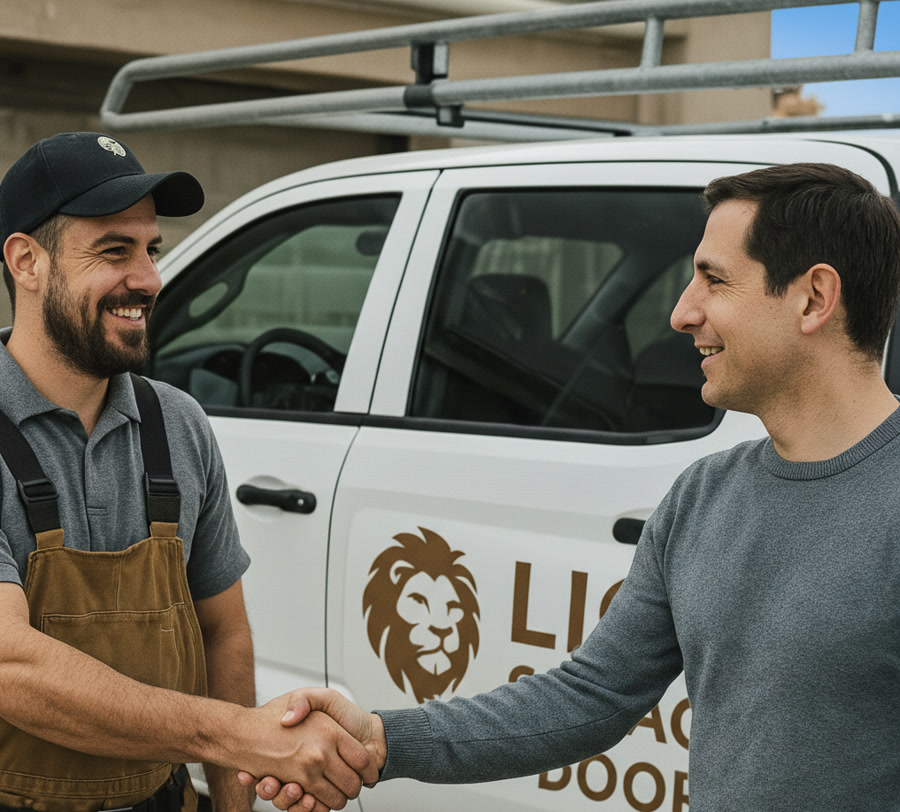 Technician greeting a satisfied customer